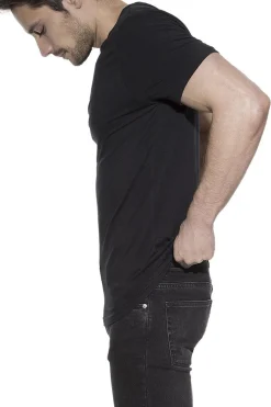 Bread & Boxers Pack 2 camisetas elásticas cuello caja algodón orgánico negras negro Hot