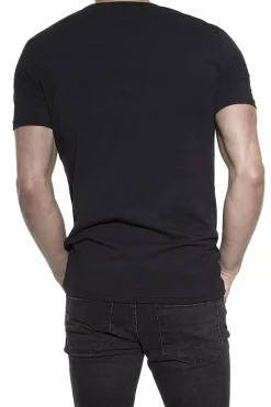 Bread & Boxers Pack 2 camisetas elásticas cuello caja algodón orgánico negras negro Hot