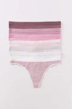 Women'secret Pack 7 tangas algodón estampado rosa blanco