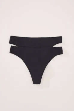 Women'secret Pack 2 tangas de algodón sin costuras negro Best