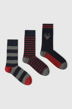 Pepe Jeans Pack de 3 calcetines rayas Navidad azul Hot