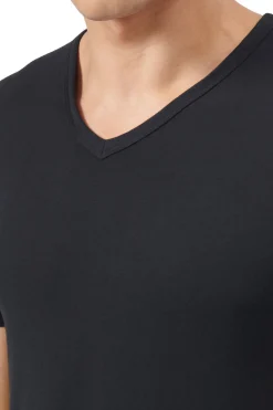 Adidas Pack de 2 camisetas de cuello pico de algodón elástico para hombre negro Discount