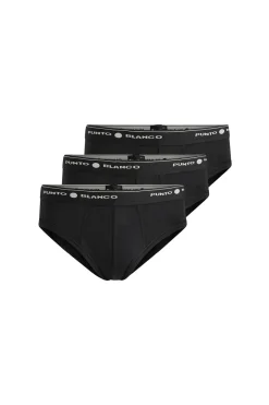 Punto Blanco Pack de 3 slips algodón negro