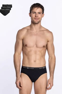 Punto Blanco Pack de 3 slips algodón negro