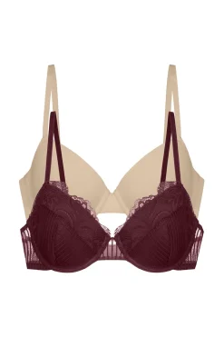 Dorina Pack de dos piezas Emersyn Sujetador demi acolchado rojo New