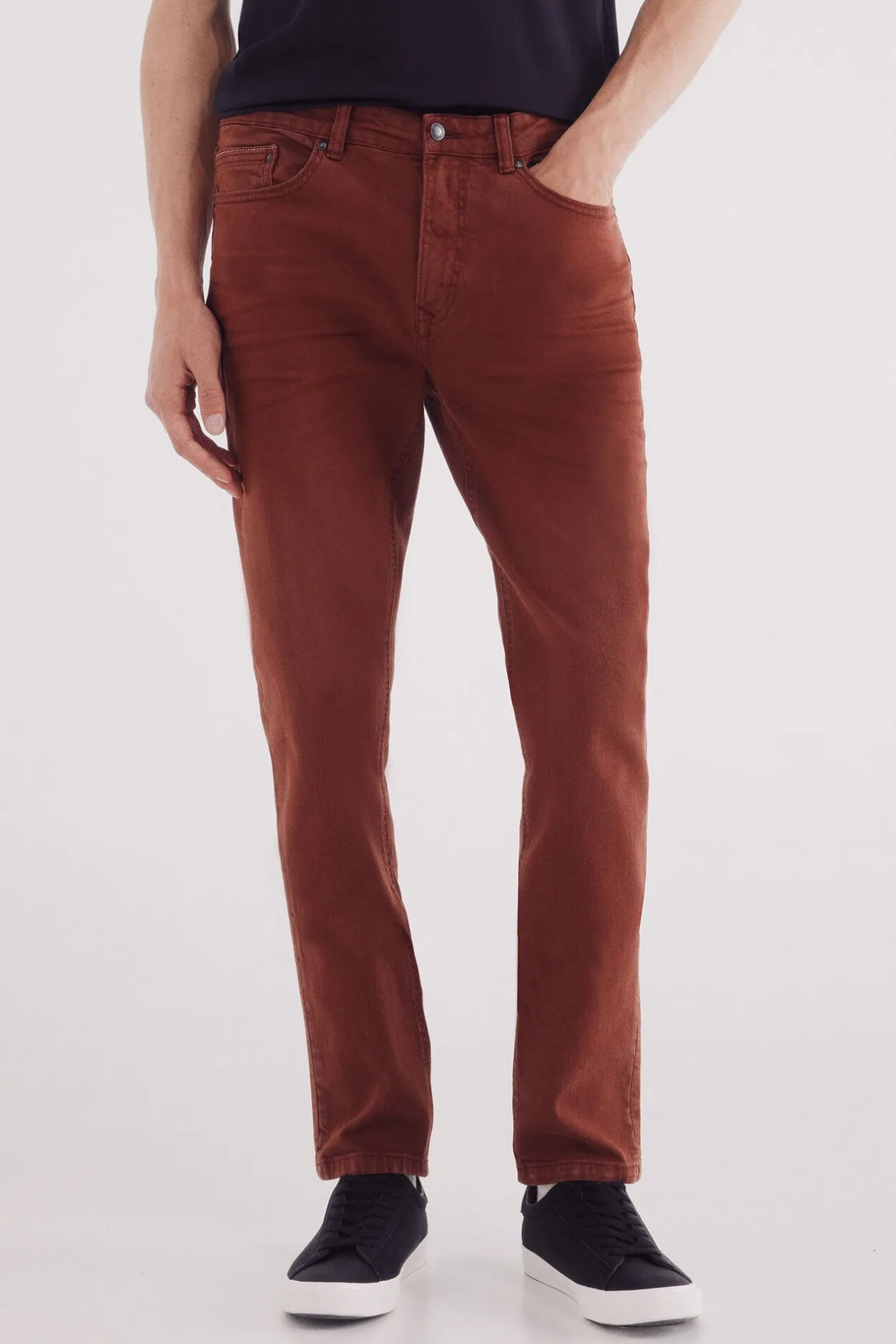 Springfield Pantalón 5 bolsillos color slim fit naranja Sale
