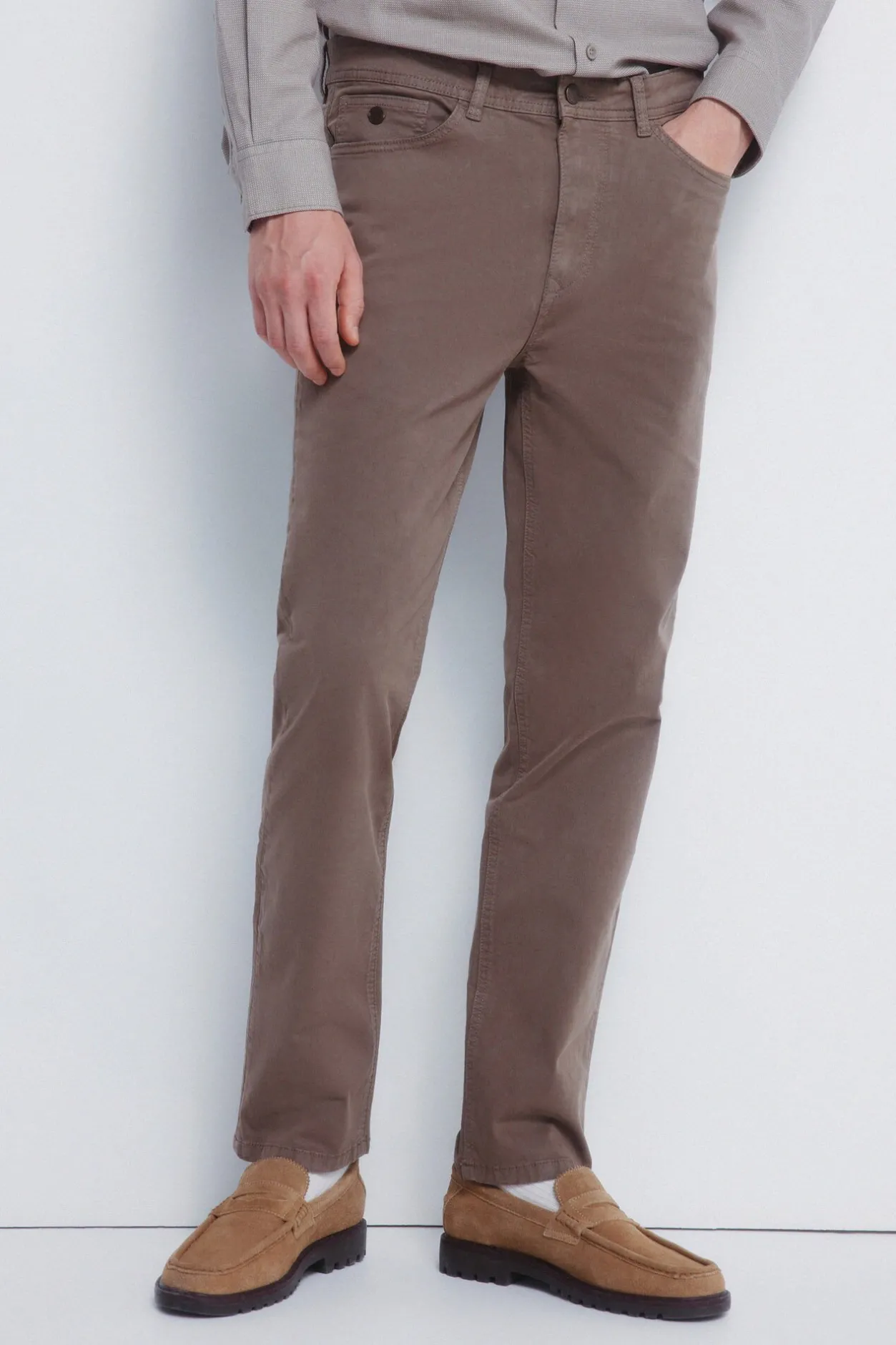 Springfield Pantalón 5 bolsillos color slim fit nude