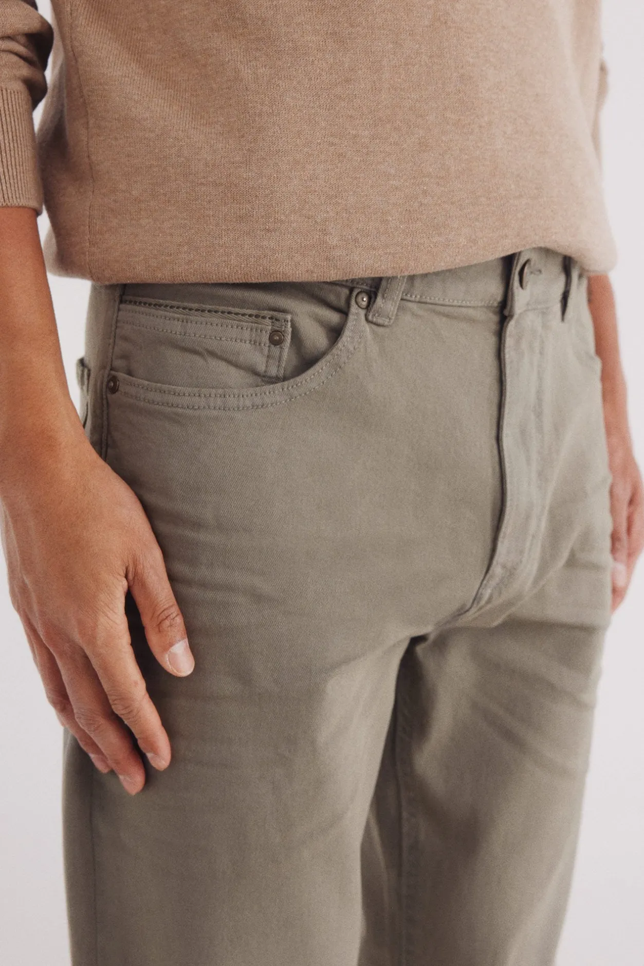 Springfield Pantalón 5 bolsillos color slim fit kaki Discount