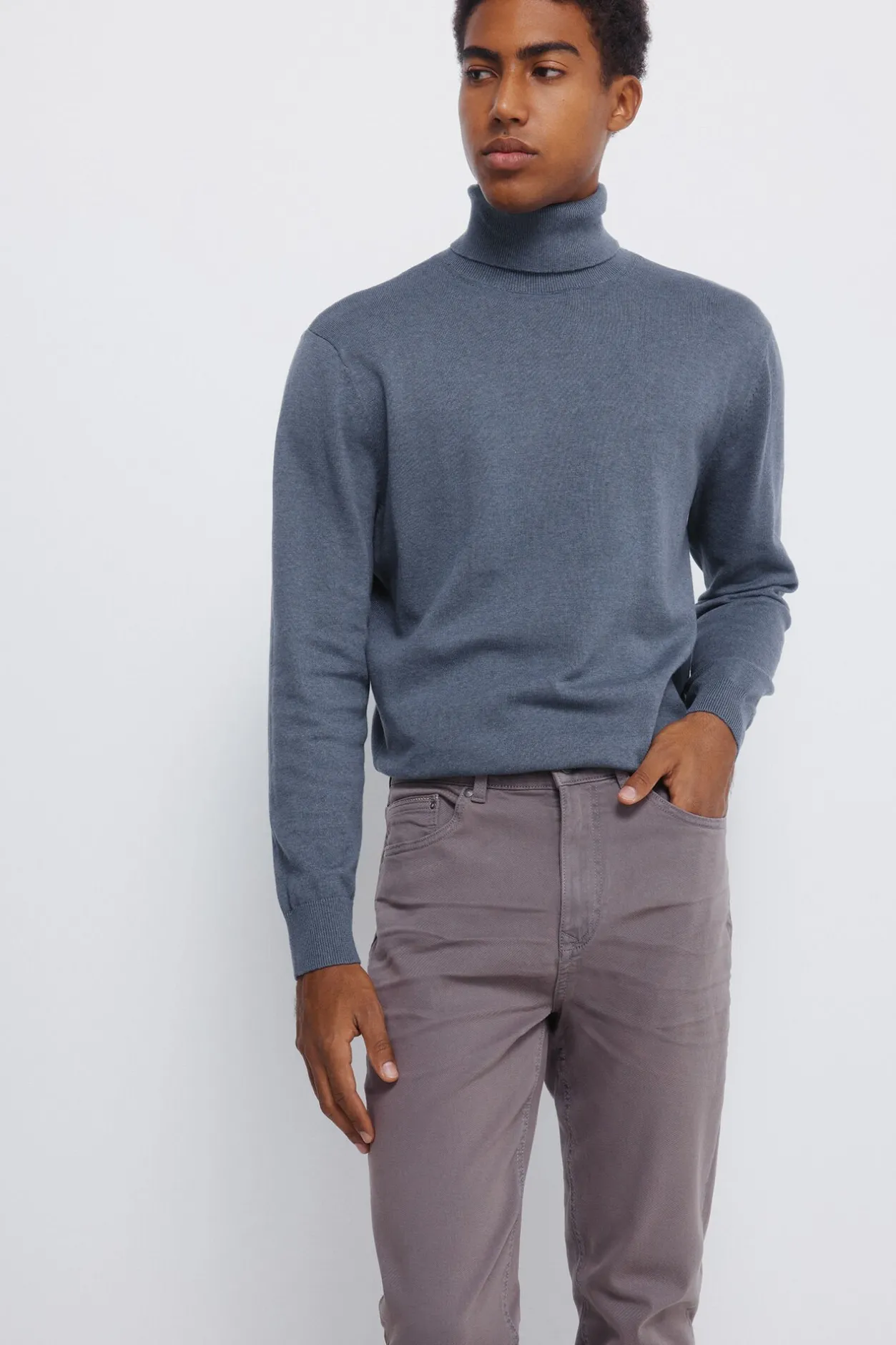 Springfield Pantalón 5 bolsillos color slim fit gris Clearance