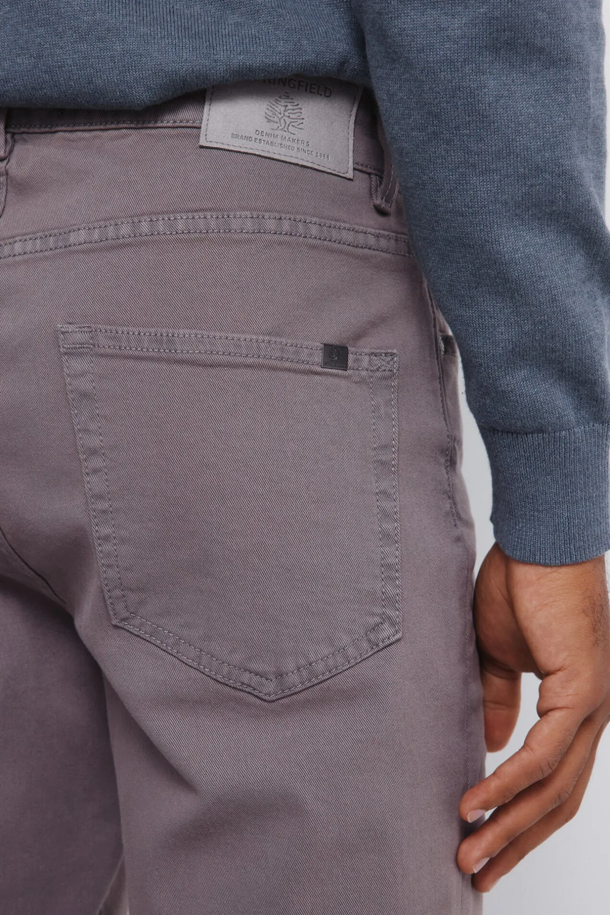 Springfield Pantalón 5 bolsillos color slim fit gris Clearance