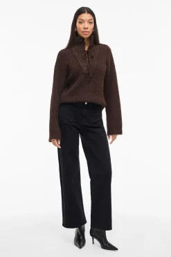 Vila Pantalón ancho con bolsillos delanteros Negro Outlet