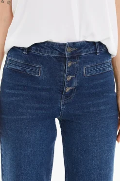 Systemaction Pantalón ancho con bolsillos tipo vivo azul Outlet