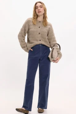 Vila Pantalón ancho de micropana Azul marino Discount