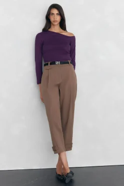 Pedro del Hierro Pantalón bajo ajustable Marr&oacute;n New