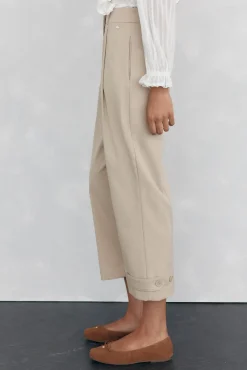 Pedro del Hierro Pantalón bajo ajustable Beige New