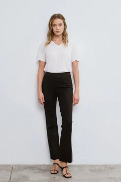 Vila Pantalón campana cintura alta elástica Negro Sale