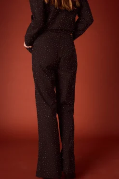 Slowlove Pantalón campana de strass Negro Outlet