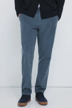 Springfield Pantalón chino pana lavada comfort slim fit azul Clearance