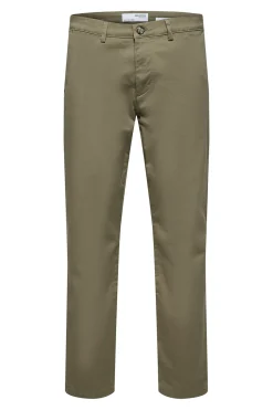 Selected Pantalón chino Slim Fit confeccionado con algodón orgánico Marrón Discount