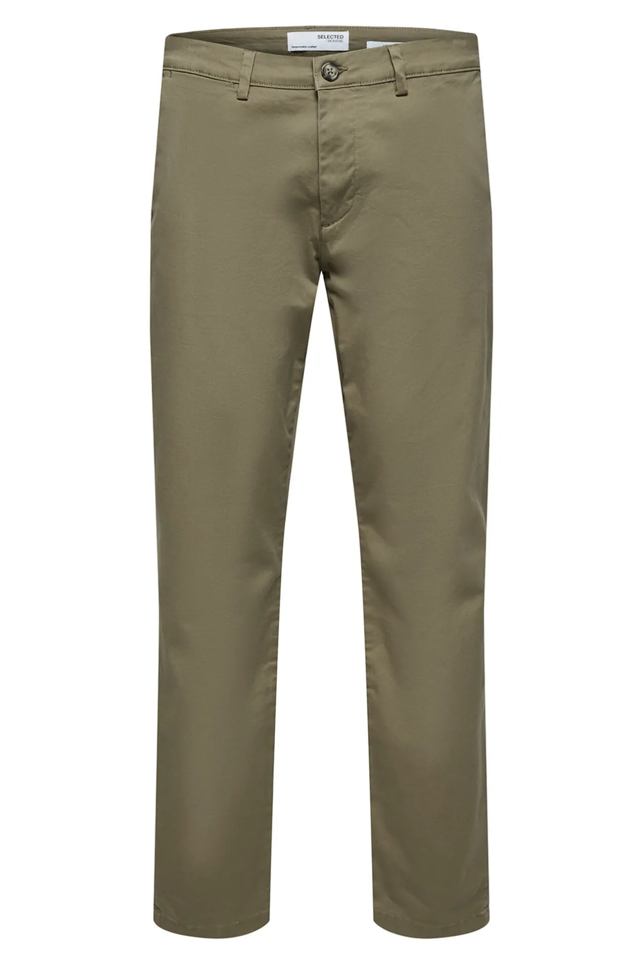 Selected Pantalón chino Slim Fit confeccionado con algodón orgánico Marrón Discount