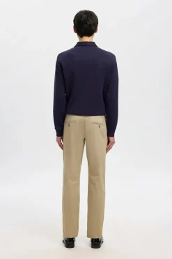 Selected Pantalón chino Slim Fit confeccionado con algodón orgánico Beige Discount