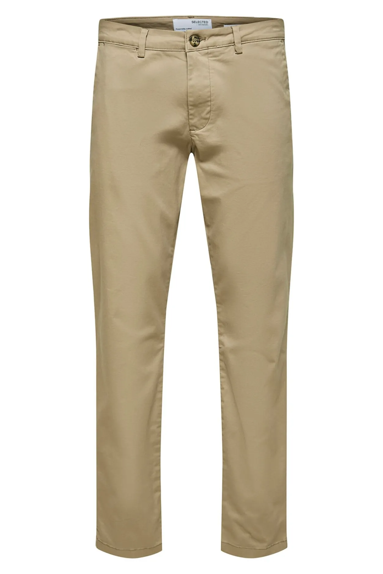 Selected Pantalón chino Slim Fit confeccionado con algodón orgánico Beige Discount