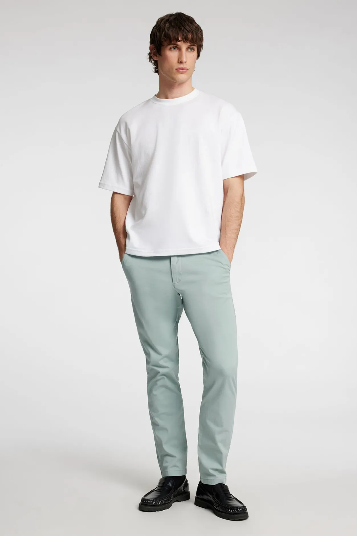 Selected Pantalón chino Slim Fit confeccionado con algodón orgánico Verde