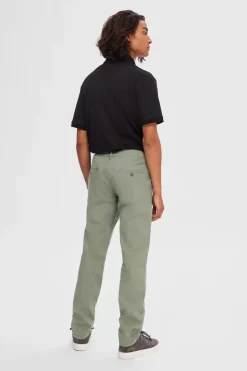 Selected Pantalón chino Slim Fit confeccionado con algodón orgánico Verde Hot