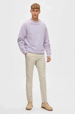 Selected Pantalón chino Slim Fit confeccionado con algodón orgánico Beige