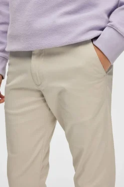 Selected Pantalón chino Slim Fit confeccionado con algodón orgánico Beige