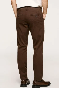 Selected Pantalón chino Slim Fit confeccionado con algodón orgánico Marr&oacute;n oscuro Discount