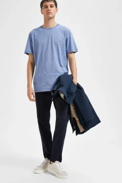 Selected Pantalón chino Slim Fit confeccionado con algodón orgánico Azul oscuro Online