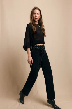 Slowlove Pantalón Corduroy Cuts Negro Best