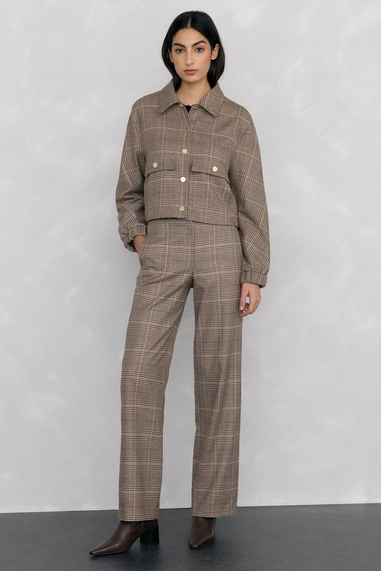 Pedro del Hierro Pantalón cuadro harrys Marrón Discount