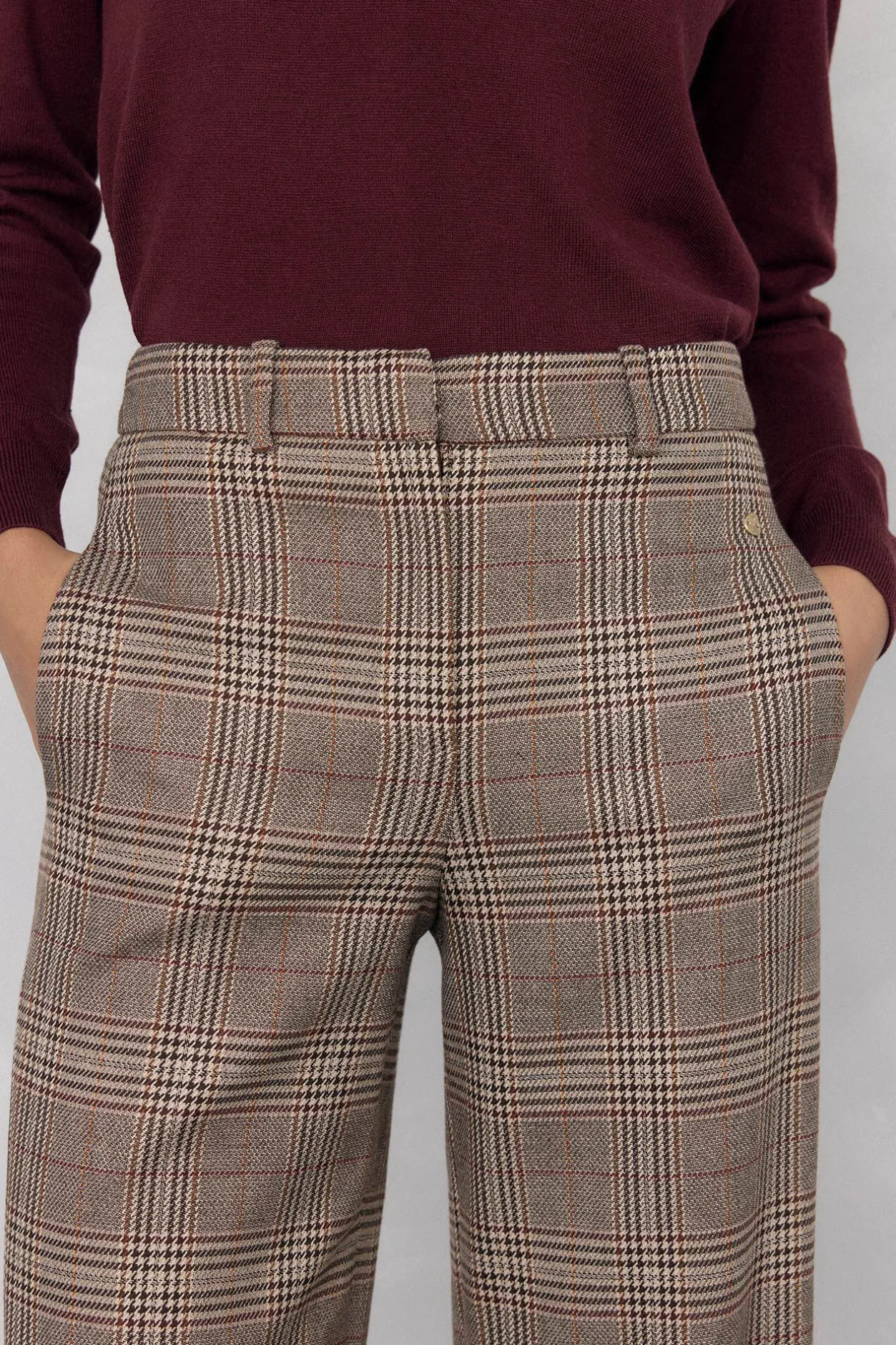 Pedro del Hierro Pantalón cuadro harrys Marrón Discount