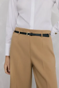 Pedro del Hierro Pantalón culotte con cinturón Beige Outlet