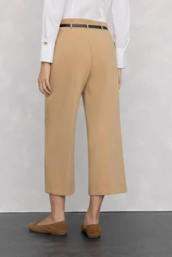 Pedro del Hierro Pantalón culotte con cinturón Beige Outlet