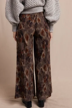 Slowlove Pantalón de estampado plisado. Estampado marr&oacute;n Sale