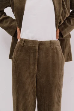 Cortefiel Pantalón de mujer ancho de pana Verde Hot