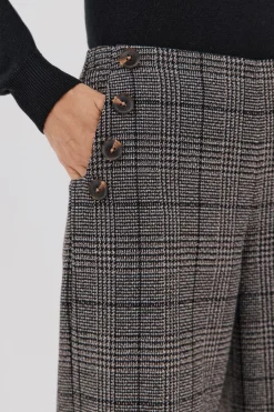 Cortefiel Pantalón de mujer crop y ancho Estampado gris Outlet