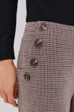 Cortefiel Pantalón de mujer crop y ancho Estampado granate Sale