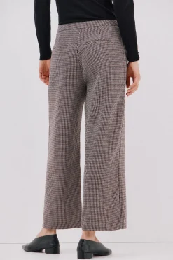 Cortefiel Pantalón de mujer crop y ancho Estampado granate Sale