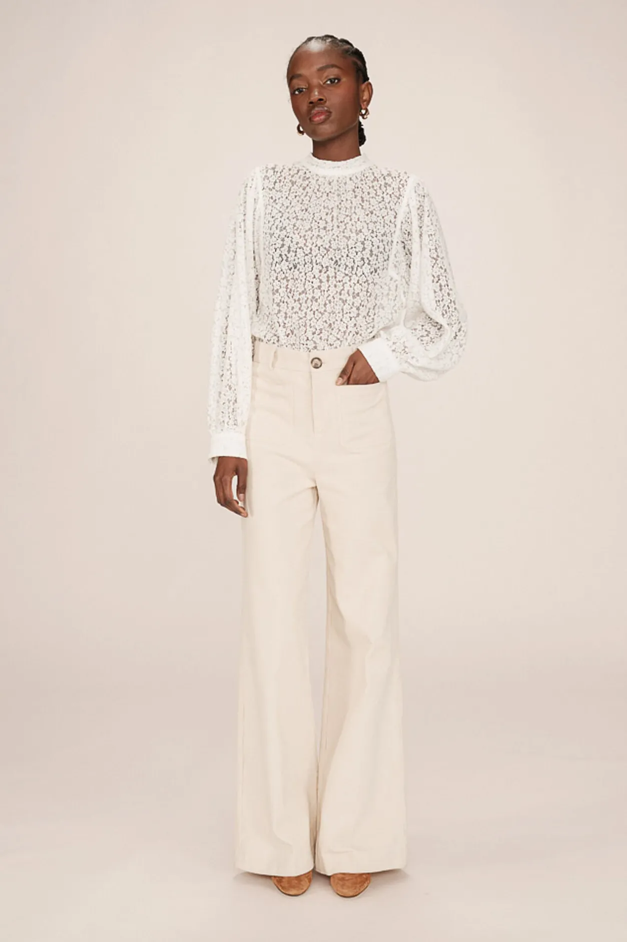 Grace & Mila Pantalón de pana Blanco Discount