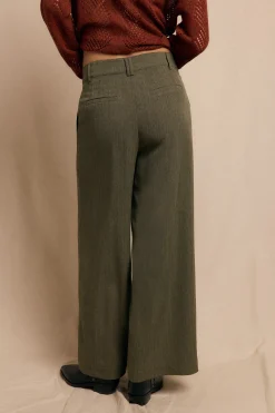 Slowlove Pantalón de pinzas rastrero Kaki Best