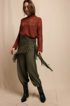 Slowlove Pantalón de pinzas rastrero Kaki Best