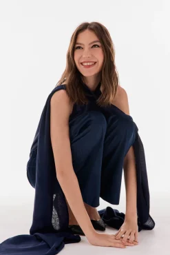 TFP by Tamara Falcó Pantalón de terciopelo Azul Outlet