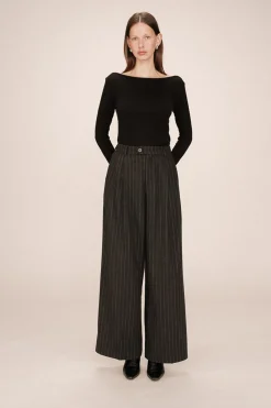 Grace & Mila Pantalón de traje a rayas Gris oscuro Hot