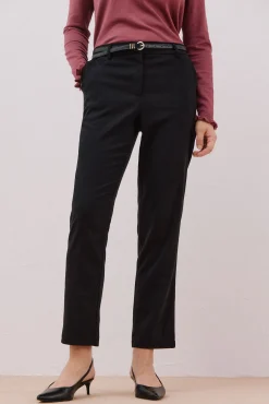 Cortefiel Pantalón de vestir con cinturón Negro Sale