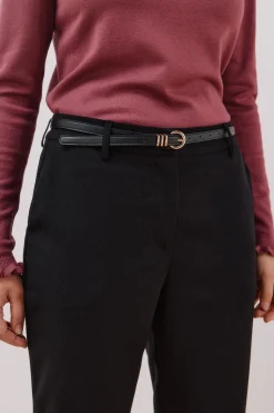 Cortefiel Pantalón de vestir con cinturón Negro Sale