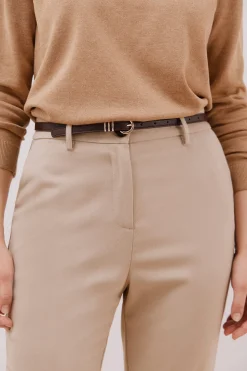 Cortefiel Pantalón de vestir con cinturón Beige Online